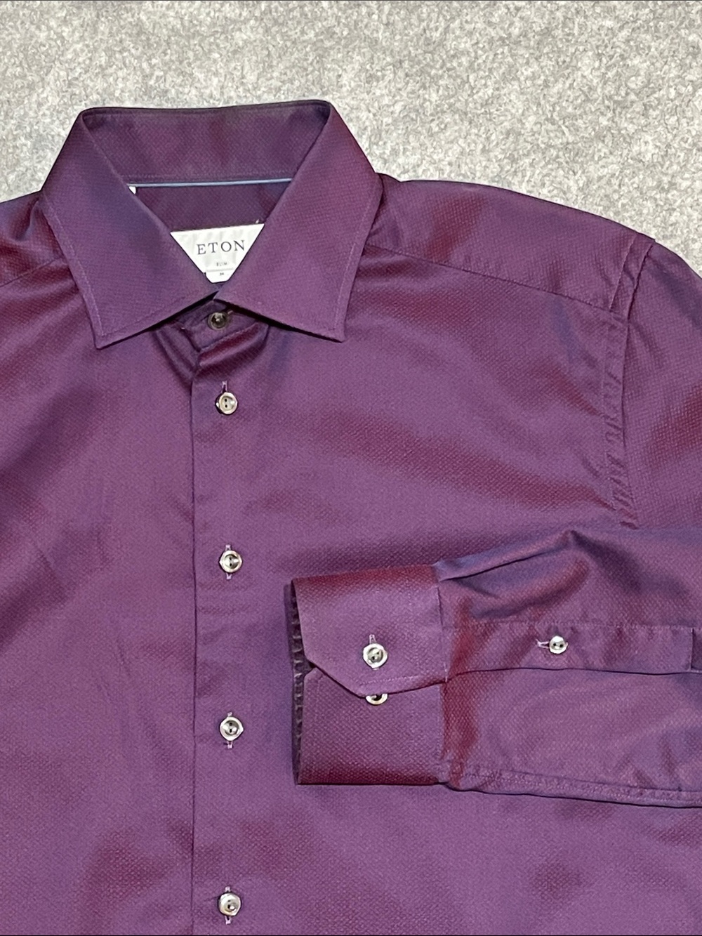 Eton Men's Micro-Dot Deep Plum Dress Shirt